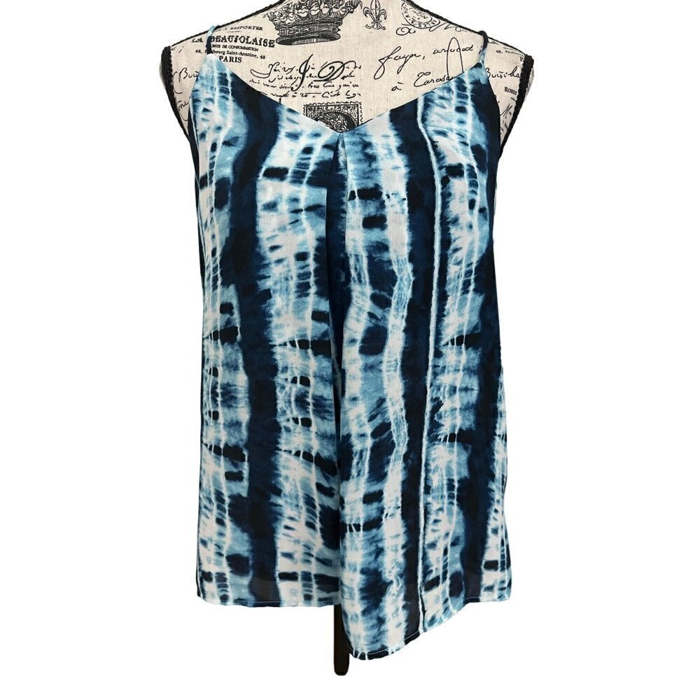 Reneec made in the USA Blue and White Tie Dye Spagetti Strap Top Shirt Women's S
